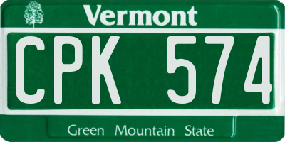 VT license plate CPK574