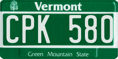 VT license plate CPK580