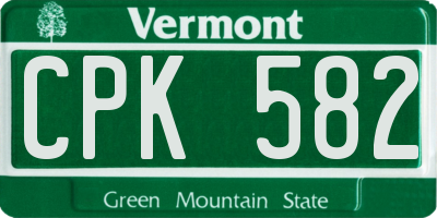 VT license plate CPK582