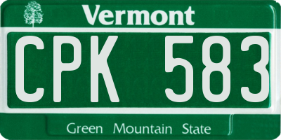 VT license plate CPK583