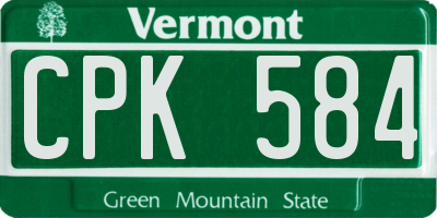 VT license plate CPK584