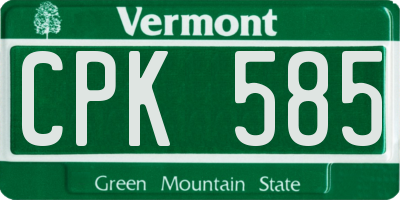 VT license plate CPK585