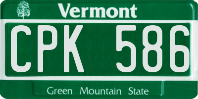 VT license plate CPK586