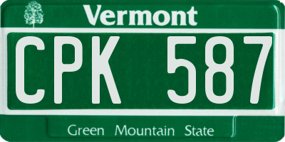 VT license plate CPK587