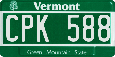 VT license plate CPK588