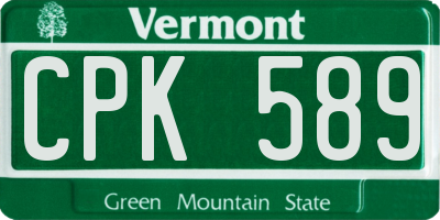 VT license plate CPK589