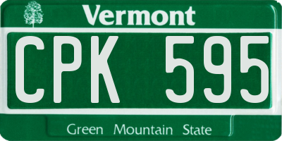 VT license plate CPK595