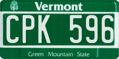 VT license plate CPK596