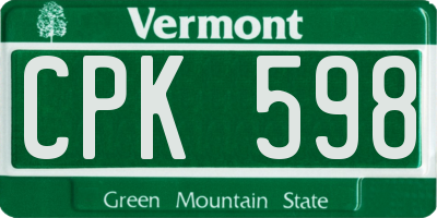 VT license plate CPK598