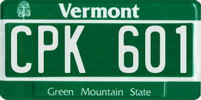 VT license plate CPK601