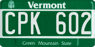VT license plate CPK602