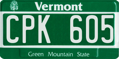 VT license plate CPK605