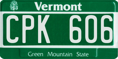 VT license plate CPK606