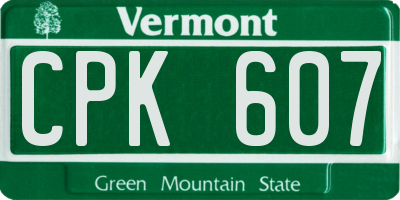VT license plate CPK607