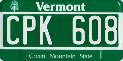 VT license plate CPK608