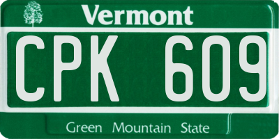 VT license plate CPK609