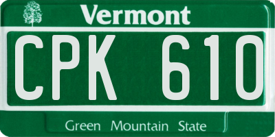 VT license plate CPK610