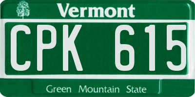 VT license plate CPK615