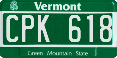 VT license plate CPK618