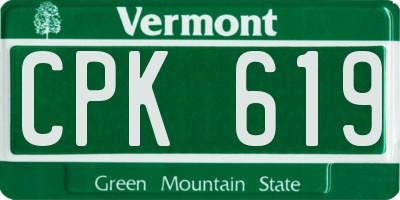 VT license plate CPK619