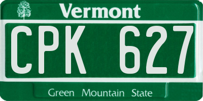 VT license plate CPK627