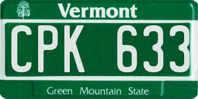 VT license plate CPK633