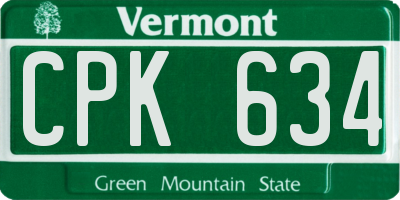VT license plate CPK634