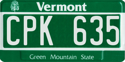 VT license plate CPK635
