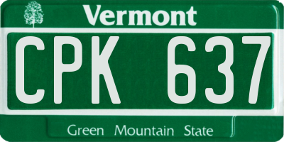 VT license plate CPK637