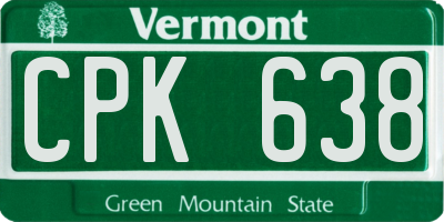 VT license plate CPK638