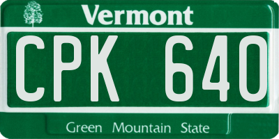 VT license plate CPK640