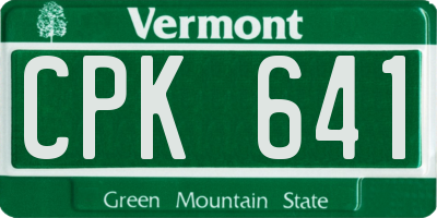 VT license plate CPK641