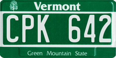 VT license plate CPK642