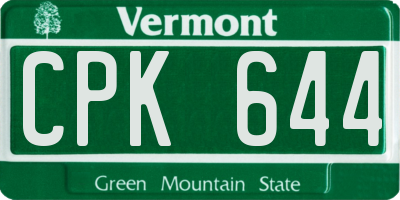 VT license plate CPK644