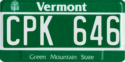 VT license plate CPK646