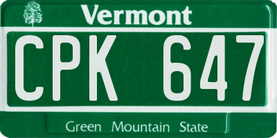 VT license plate CPK647