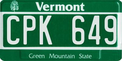 VT license plate CPK649