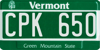VT license plate CPK650