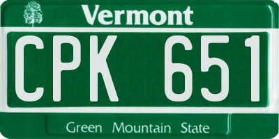 VT license plate CPK651