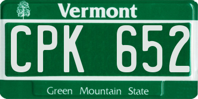 VT license plate CPK652