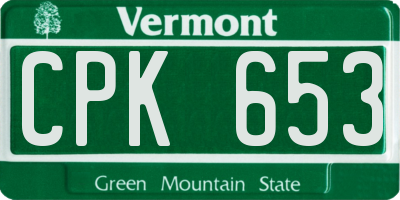 VT license plate CPK653