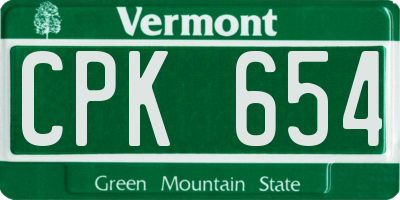 VT license plate CPK654