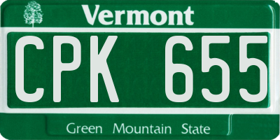 VT license plate CPK655