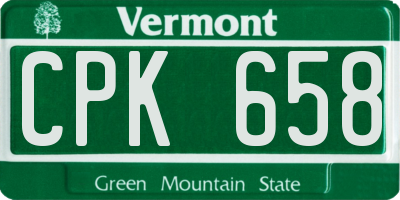 VT license plate CPK658
