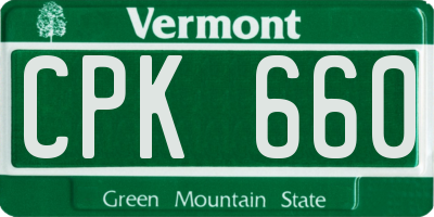 VT license plate CPK660