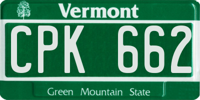 VT license plate CPK662