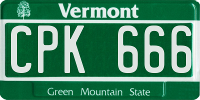 VT license plate CPK666