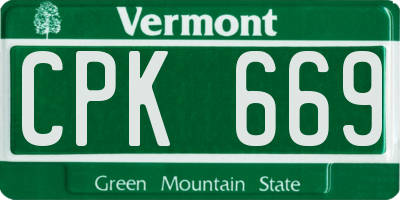 VT license plate CPK669