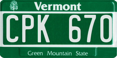 VT license plate CPK670