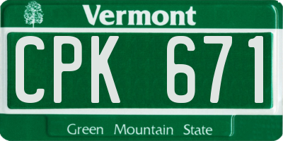 VT license plate CPK671